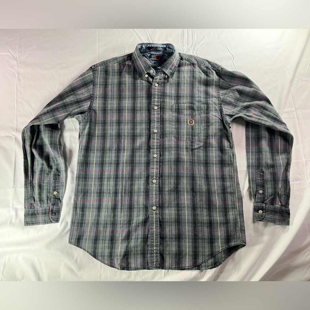 Men's Vintage Y2K Tommy Hilfiger Plaid Button Down "Dad" Shirt Size XL